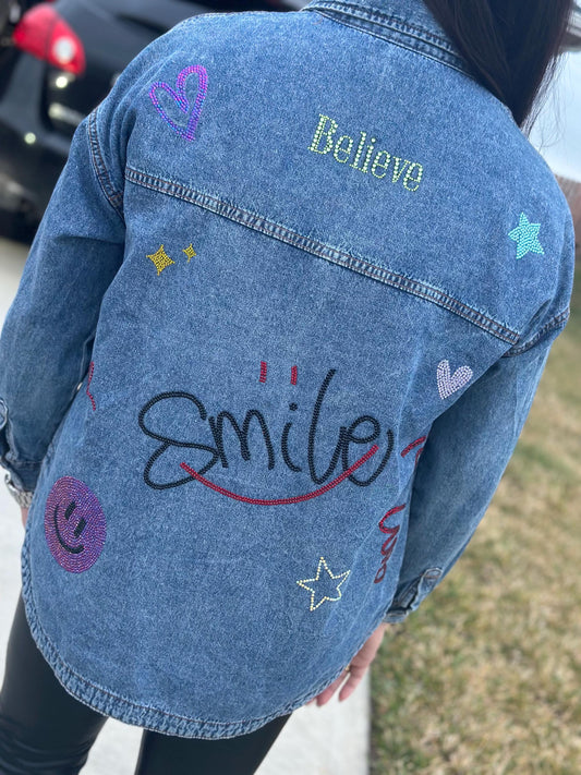 Camisa jean con frases personalizadas que te identifican, camisa jean personalizada, frases personalizadas, denim personalizado