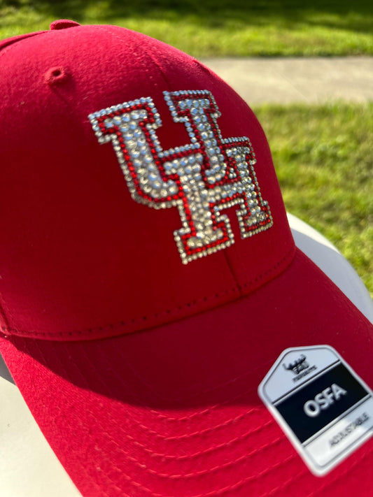 Gorra de béisbol con cristales de imitación, Universidad de Houston, equipo de béisbol, cristales de imitación, gorra de béisbol, UH