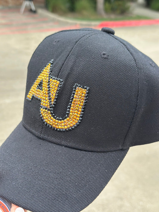 Gorra de béisbol con cristales de imitación, Adelphi University, equipo de béisbol, cristales de imitación, gorra de béisbol, AU