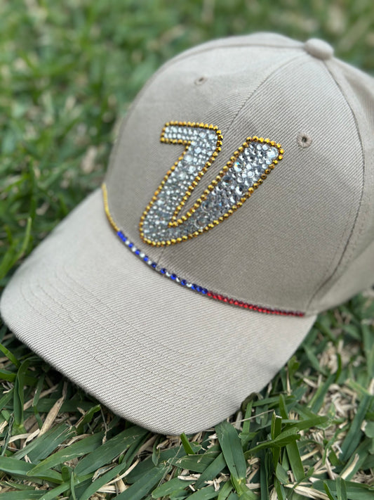 Gorra de béisbol con cristales de imitación, equipo de béisbol, cristales de imitación, gorra de béisbol, La Vinotinto, Venezuela