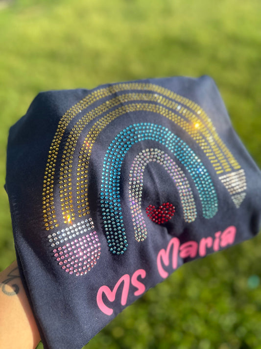 Camiseta con brillo para profesores, camiseta con arcoíris, camiseta de agradecimiento a los profesores, camiseta unisex con brillo, camiseta con brillo para mujer, camiseta con brillo para profesores