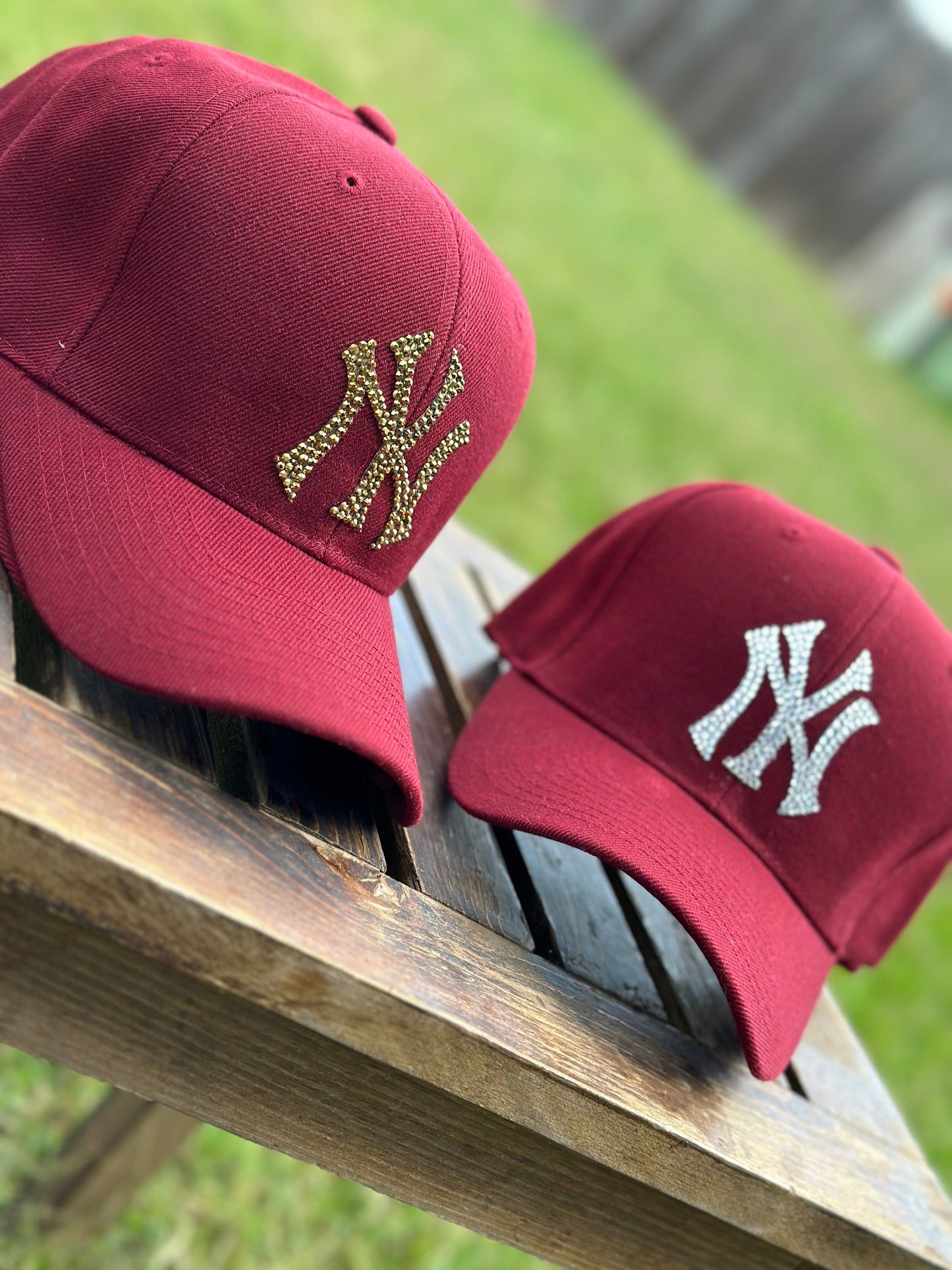 Gorra de béisbol con cristales de imitación, gorra personalizada, equipo de béisbol, cristales de imitación, gorra de béisbol, Nueva York