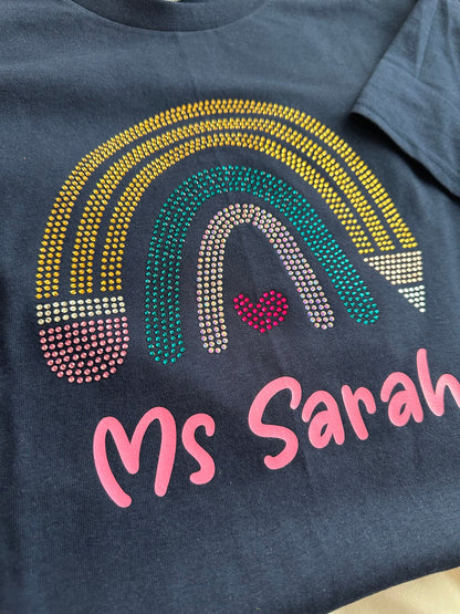 Camiseta con brillo para profesores, camiseta con arcoíris, camiseta de agradecimiento a los profesores, camiseta unisex con brillo, camiseta con brillo para mujer, camiseta con brillo para profesores