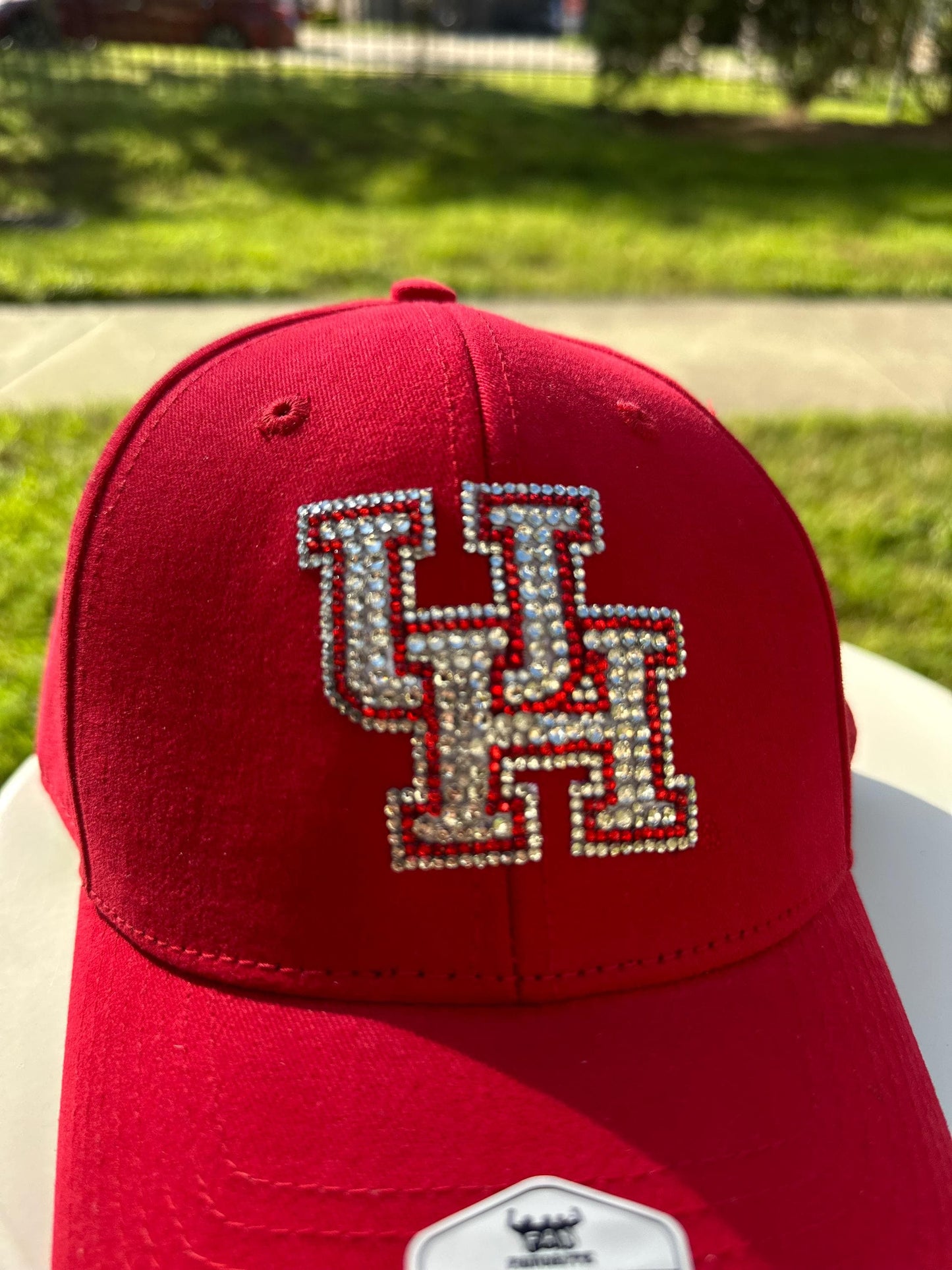 Gorra de béisbol con cristales de imitación, Universidad de Houston, equipo de béisbol, cristales de imitación, gorra de béisbol, UH