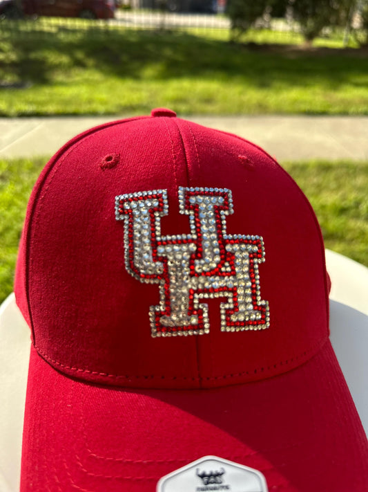 Gorra de béisbol con cristales de imitación, Universidad de Houston, equipo de béisbol, cristales de imitación, gorra de béisbol, UH