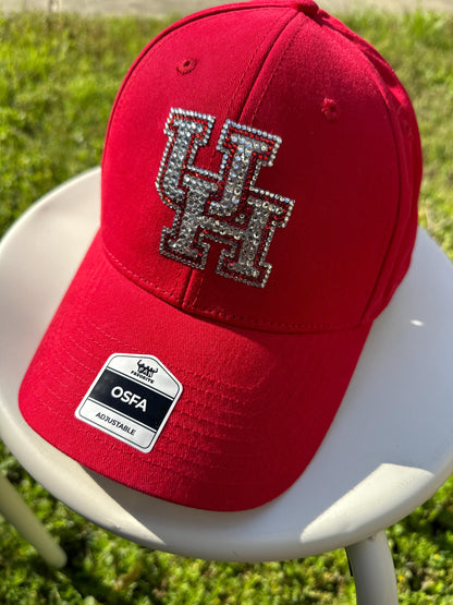 Gorra de béisbol con cristales de imitación, Universidad de Houston, equipo de béisbol, cristales de imitación, gorra de béisbol, UH