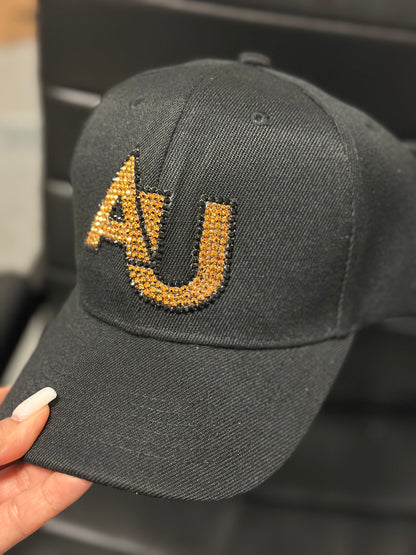 Gorra de béisbol con cristales de imitación, Adelphi University, equipo de béisbol, cristales de imitación, gorra de béisbol, AU