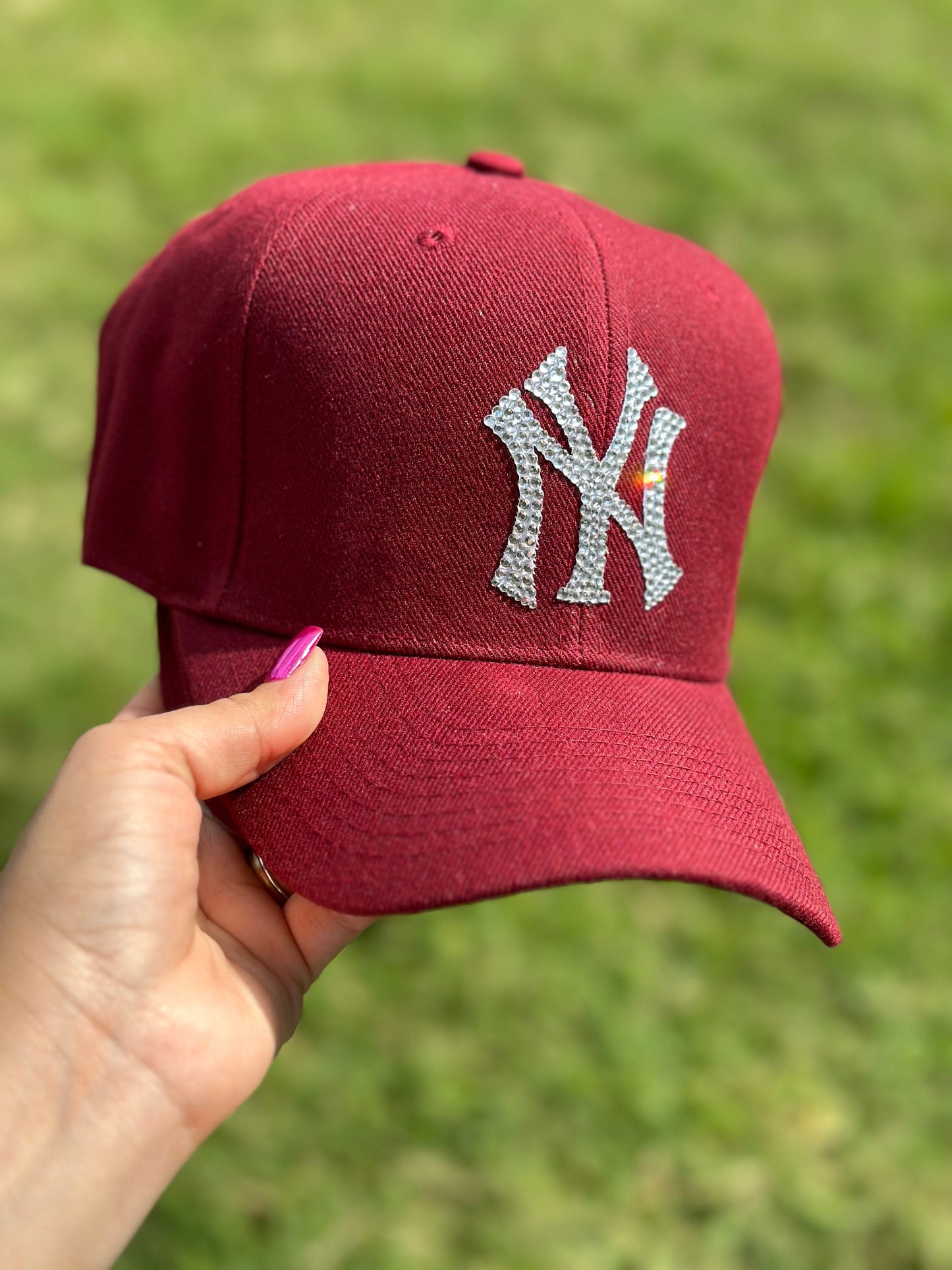 Gorra de béisbol con cristales de imitación, gorra personalizada, equipo de béisbol, cristales de imitación, gorra de béisbol, Nueva York