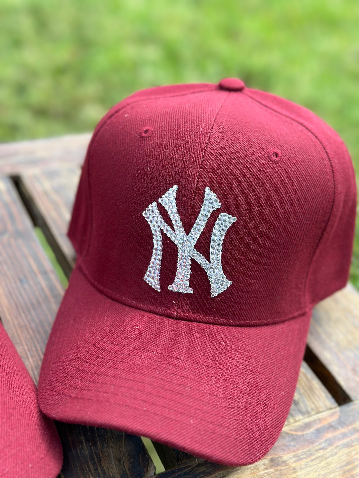 Gorra de béisbol con cristales de imitación, gorra personalizada, equipo de béisbol, cristales de imitación, gorra de béisbol, Nueva York