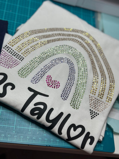 Camiseta con brillo para profesores, camiseta con arcoíris, camiseta de agradecimiento a los profesores, camiseta unisex con brillo, camiseta con brillo para mujer, camiseta con brillo para profesores