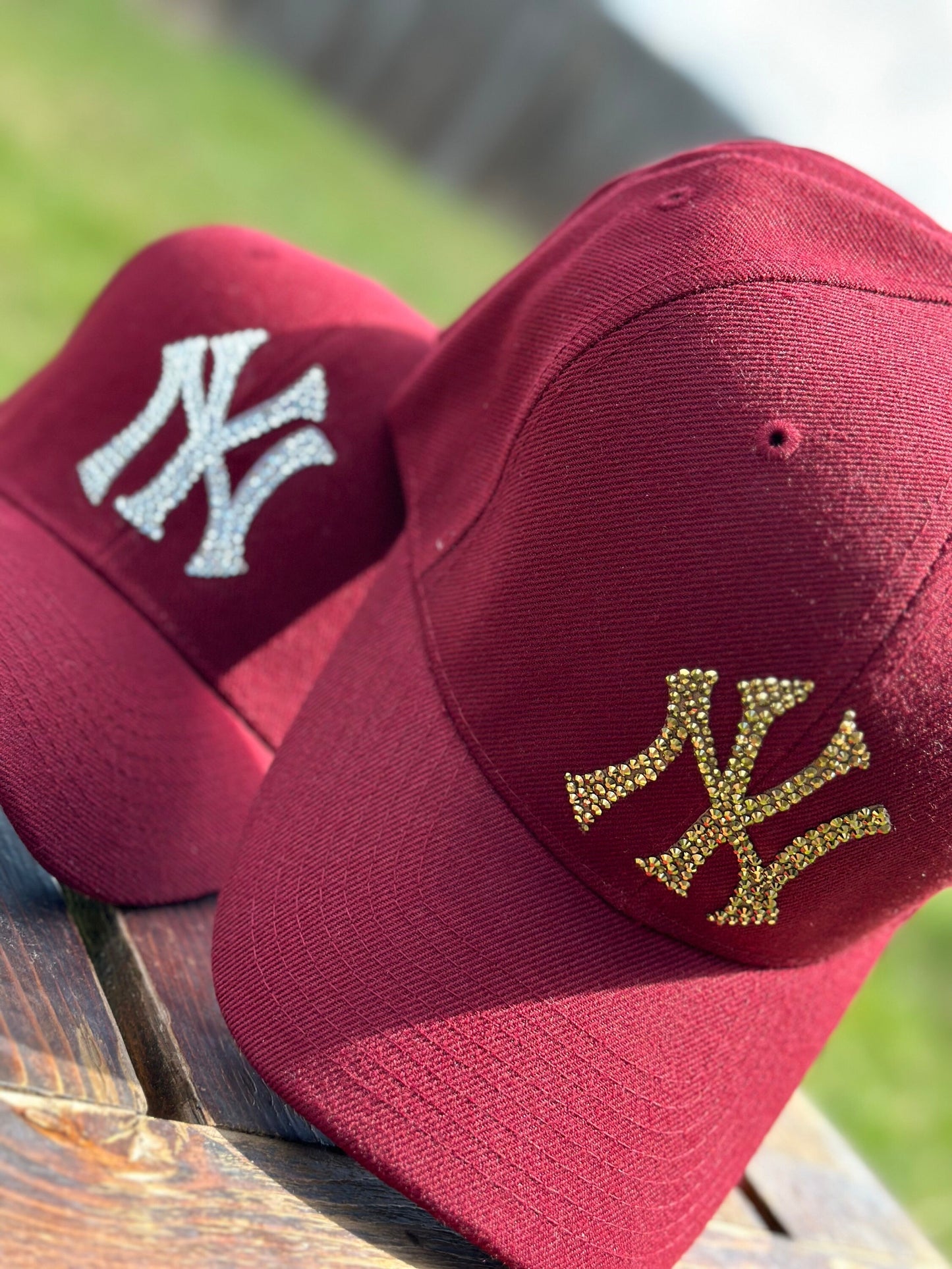 Gorra de béisbol con cristales de imitación, gorra personalizada, equipo de béisbol, cristales de imitación, gorra de béisbol, Nueva York