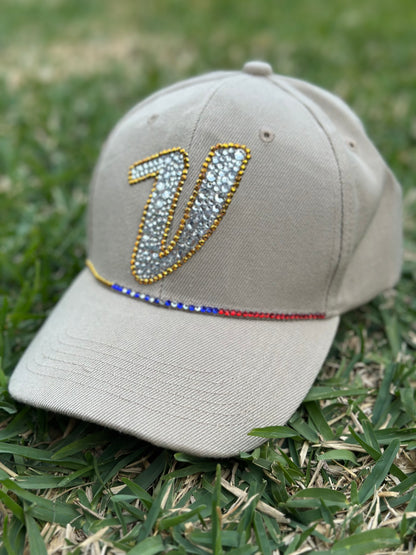 Gorra de béisbol con cristales de imitación, equipo de béisbol, cristales de imitación, gorra de béisbol, La Vinotinto, Venezuela