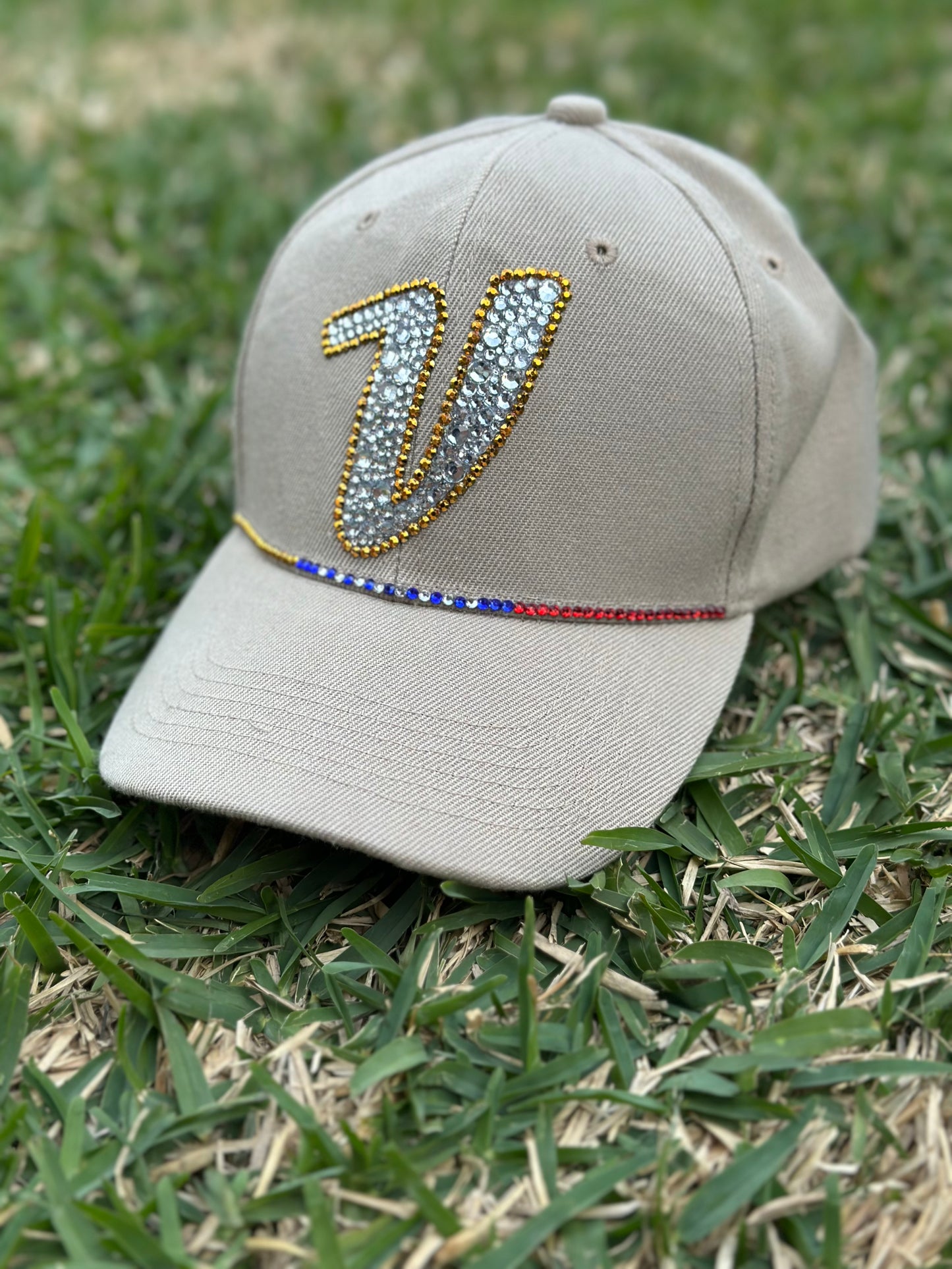 Gorra de béisbol con cristales de imitación, equipo de béisbol, cristales de imitación, gorra de béisbol, La Vinotinto, Venezuela