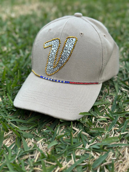 Gorra de béisbol con cristales de imitación, equipo de béisbol, cristales de imitación, gorra de béisbol, La Vinotinto, Venezuela