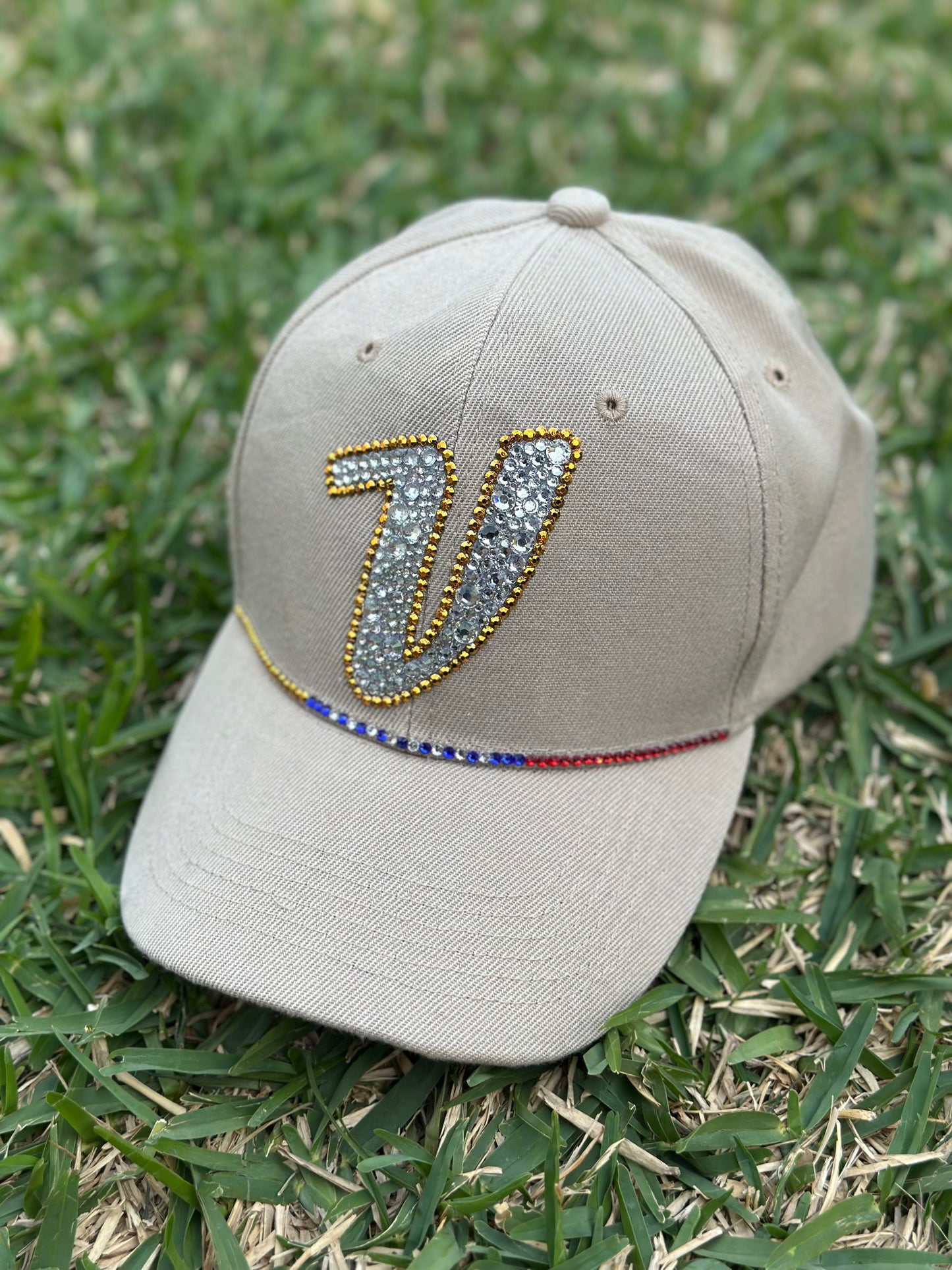 Gorra de béisbol con cristales de imitación, equipo de béisbol, cristales de imitación, gorra de béisbol, La Vinotinto, Venezuela