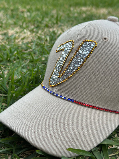 Gorra de béisbol con cristales de imitación, equipo de béisbol, cristales de imitación, gorra de béisbol, La Vinotinto, Venezuela