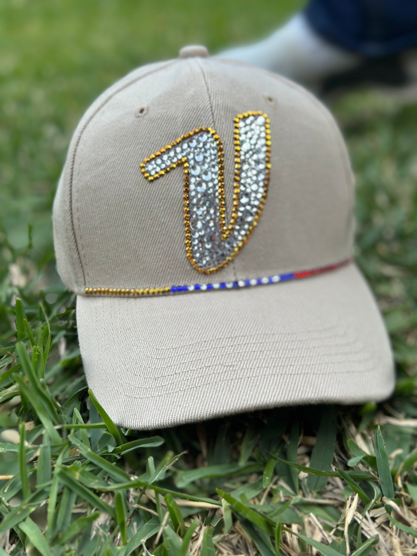 Gorra de béisbol con cristales de imitación, equipo de béisbol, cristales de imitación, gorra de béisbol, La Vinotinto, Venezuela