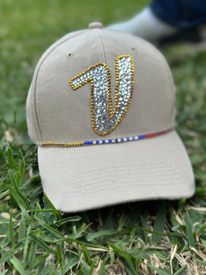 Gorra de béisbol con cristales de imitación, equipo de béisbol, cristales de imitación, gorra de béisbol, La Vinotinto, Venezuela