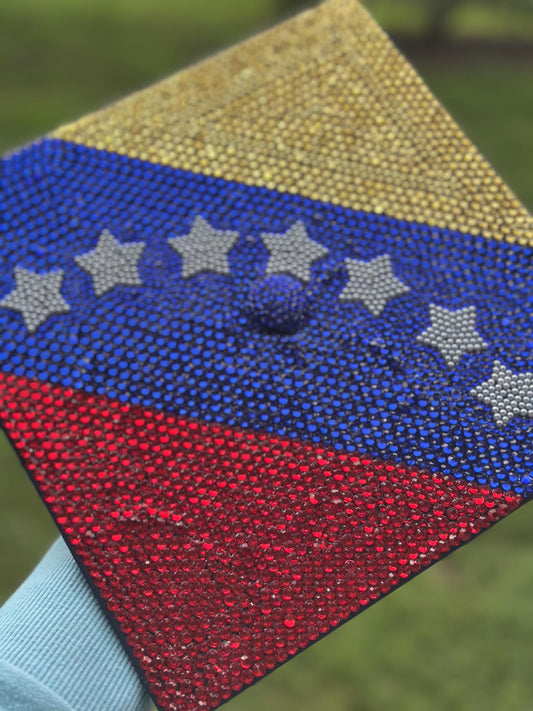 Custom Graduation cap topper | Rhinestones, flowers, text, bling | Personalized grad cap topper | Handmade Cap Decoration