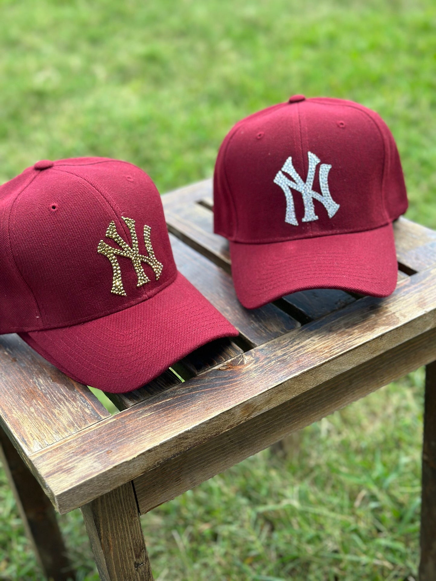 Gorra de béisbol con cristales de imitación, gorra personalizada, equipo de béisbol, cristales de imitación, gorra de béisbol, Nueva York