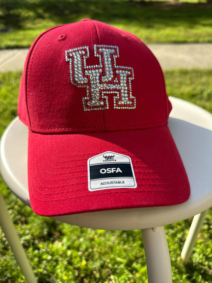 Gorra de béisbol con cristales de imitación, Universidad de Houston, equipo de béisbol, cristales de imitación, gorra de béisbol, UH