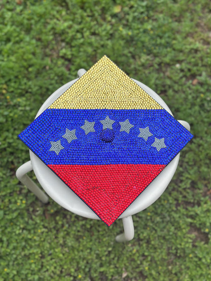 Custom Graduation cap topper | Rhinestones, flowers, text, bling | Personalized grad cap topper | Handmade Cap Decoration