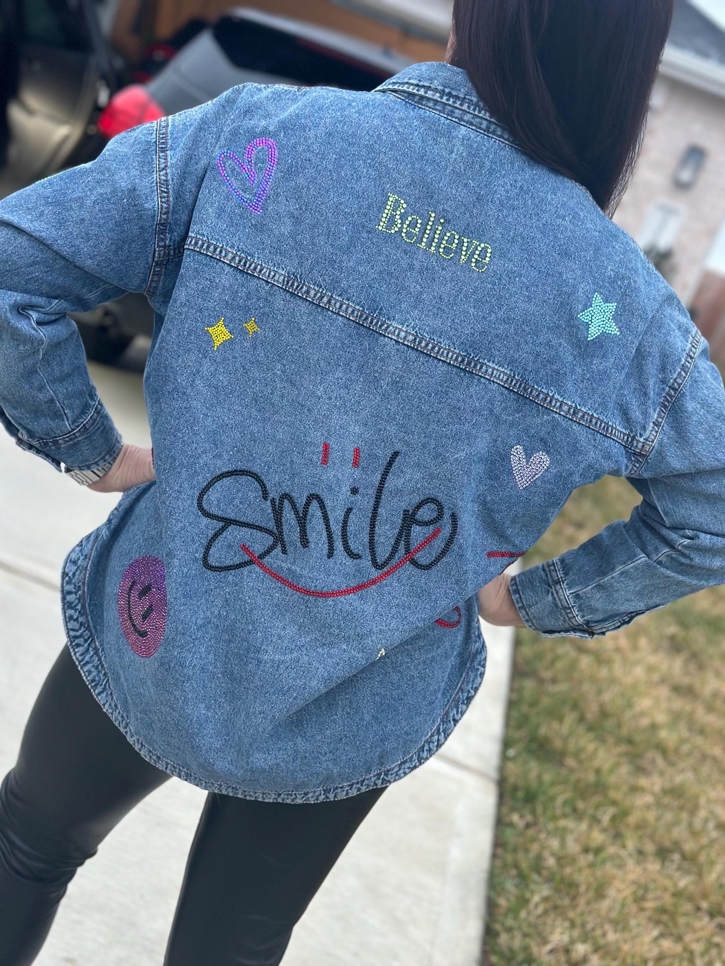 Camisa jean con frases personalizadas que te identifican, camisa jean personalizada, frases personalizadas, denim personalizado